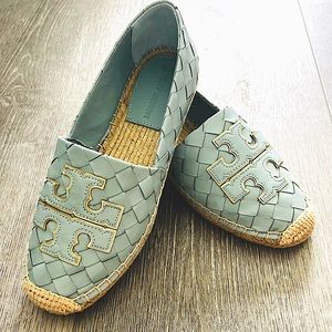 Tory Burch Ines woven espadrilles in Northern Blue, size 6.5, new in box